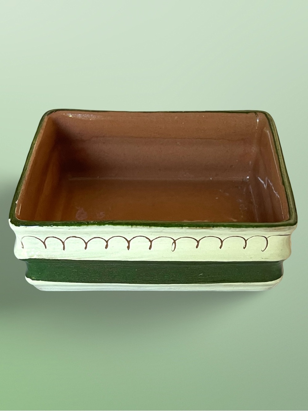 VTG Stangl Pottery Terra Rose #9661 Rectangular Catchall Tray Green USA